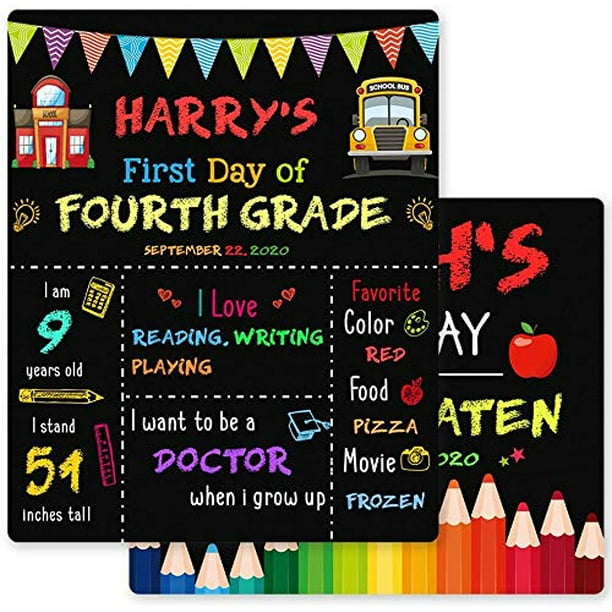 FaCraft First and Last Day of School Sign,9x12 My First Day of School Chalkboard,Reuseable Back to School Board,Double-Sided 1st Day of School Photo Prop for Kids Girl Boy 